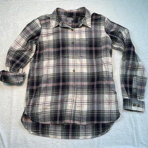Carhartt Women's sz 4/6 S Pink Black Plaid Roll Tab‎ Long Sleeve Button Shirt